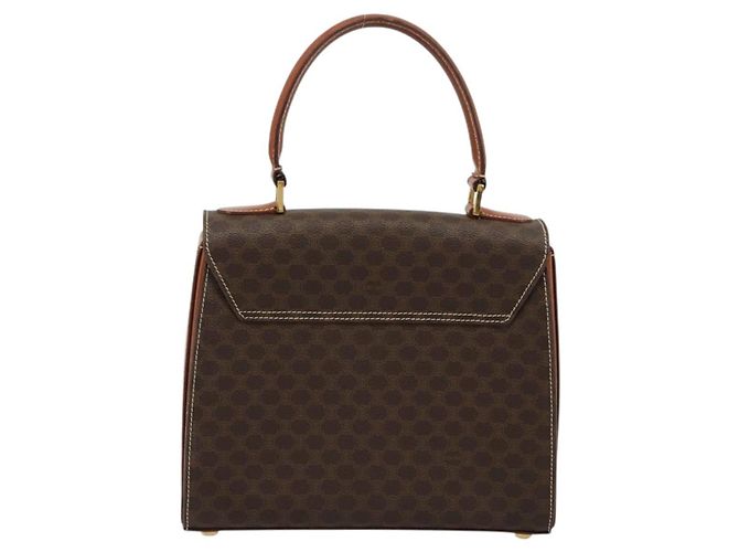 Céline Borsa CELINE Macadam Canvas PVC Pelle Marrone Oro Auth mr2441 D'oro - vista 3