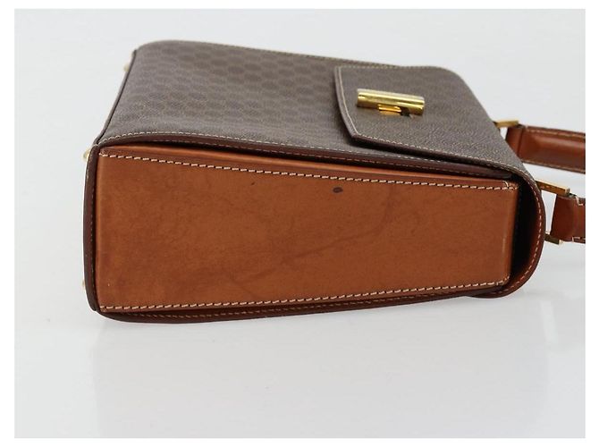Céline Borsa CELINE Macadam Canvas PVC Pelle Marrone Oro Auth mr2441 D'oro - vista 4