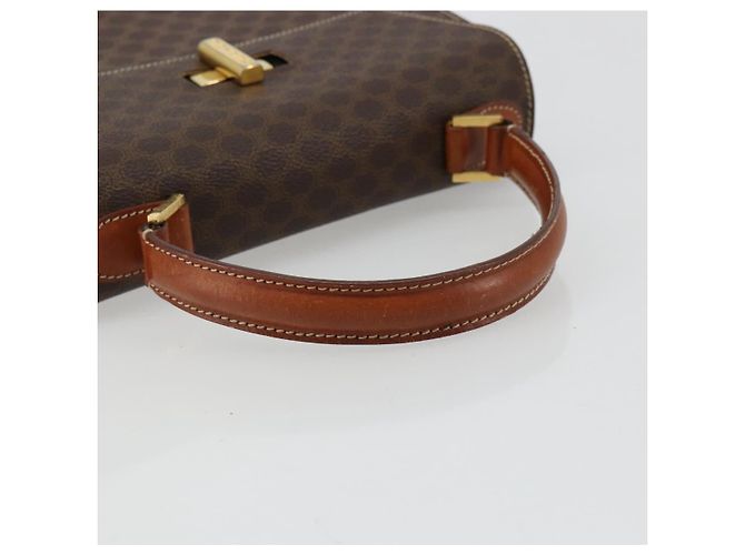 Céline Borsa CELINE Macadam Canvas PVC Pelle Marrone Oro Auth mr2441 D'oro - vista 7
