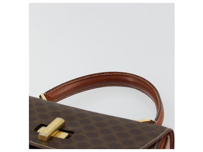Céline Borsa CELINE Macadam Canvas PVC Pelle Marrone Oro Auth mr2441 D'oro - vista 8