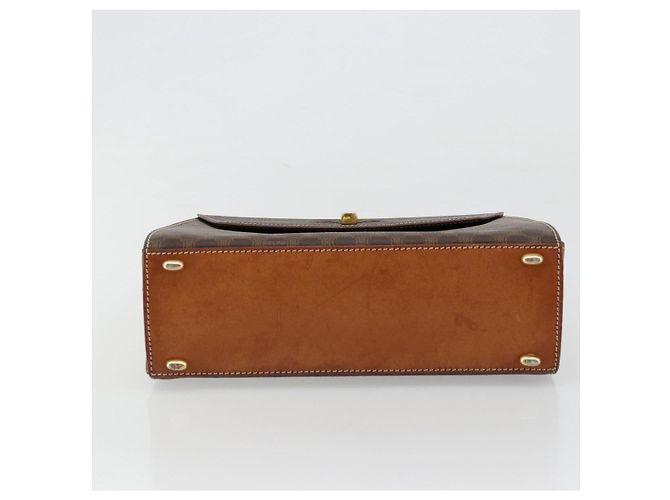 Céline Borsa CELINE Macadam Canvas PVC Pelle Marrone Oro Auth mr2441 D'oro - vista 9