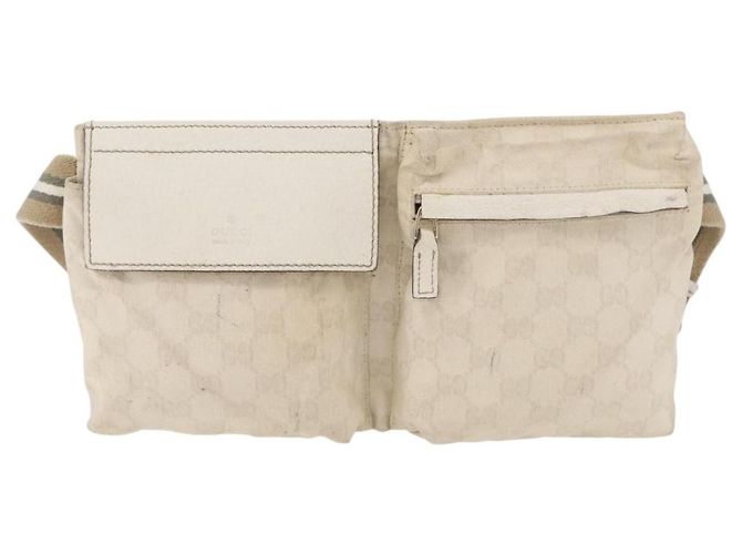 Marsupio GUCCI GG Canvas Sherry Line White Gold 28566 Auth 180206 Bianco D'oro - vista 2