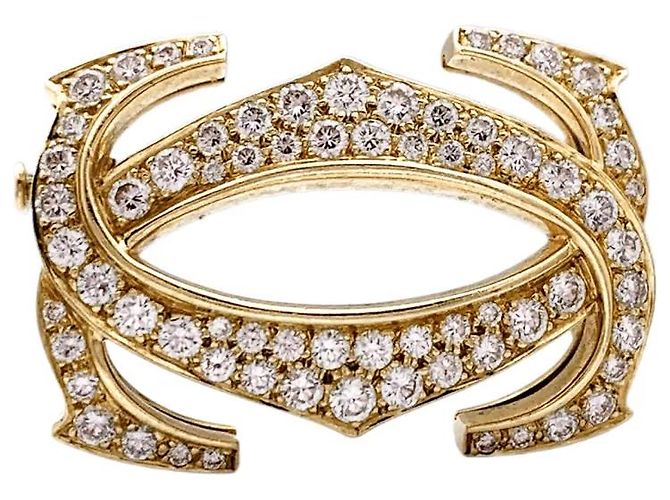 Spilla Cartier, "Double C", oro giallo, diamanti. - vista 3
