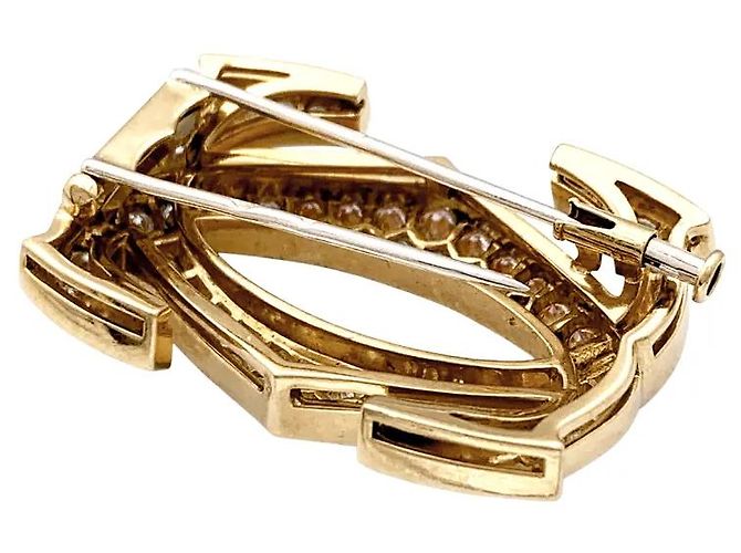 Spilla Cartier, "Double C", oro giallo, diamanti. - vista 4