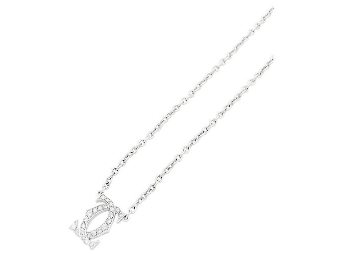 Collana Cartier, "Double C", oro bianco e diamanti. - vista 3