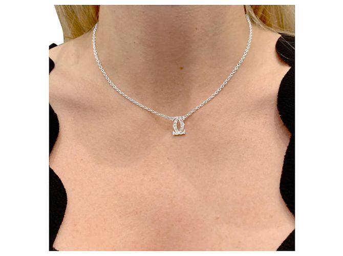 Collana Cartier, "Double C", oro bianco e diamanti. - vista 5