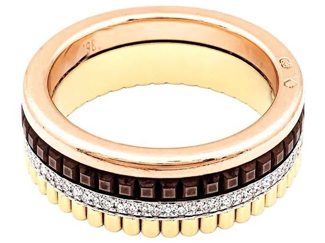 Anello Boucheron, "Quatre Classique Small", tre toni d'oro, PVD marrone e diamanti. - vista 4