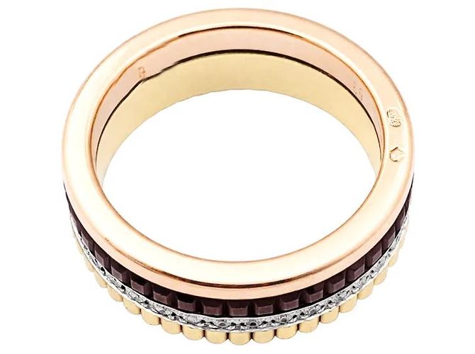 Anello Boucheron, "Quatre Classique Small", tre toni d'oro, PVD marrone e diamanti. - vista 5
