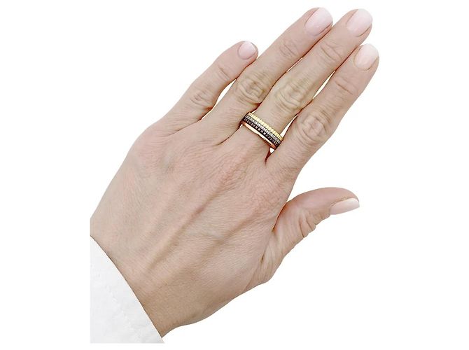 Anello Boucheron, "Quatre Classique Small", tre toni d'oro, PVD marrone e diamanti. - vista 6