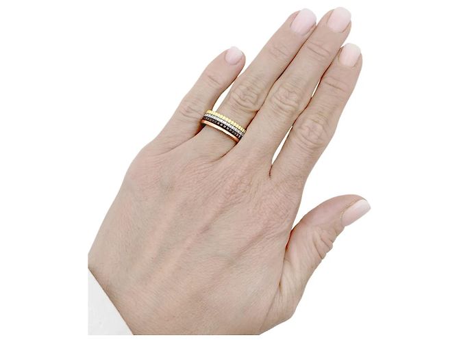 Anello Boucheron, "Quatre Classique Small", tre toni d'oro, PVD marrone e diamanti. - vista 7