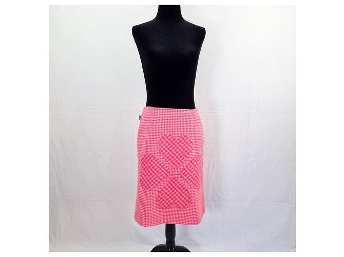 Falda Midi Moschino Jeans Rosa Pata de Gallo con Corazones - vista 2