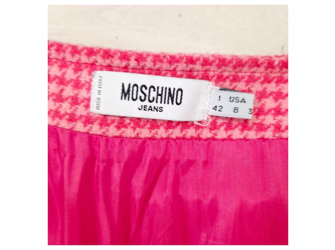 Falda Midi Moschino Jeans Rosa Pata de Gallo con Corazones - vista 5