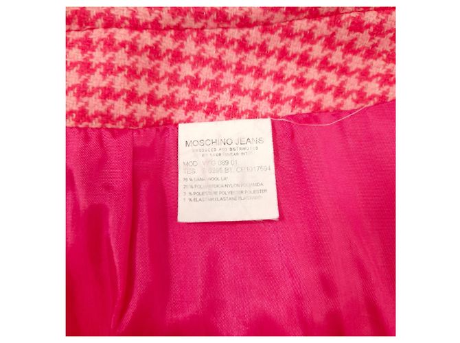 Falda Midi Moschino Jeans Rosa Pata de Gallo con Corazones - vista 6