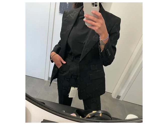 Completo Gucci Monogram - Blazer IT42 e Pantalone IT38 Nero - vista 3