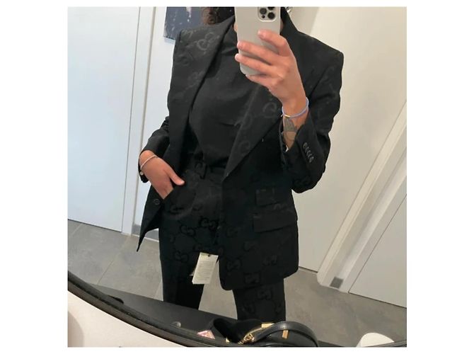 Completo Gucci Monogram - Blazer IT42 e Pantalone IT38 Nero - vista 6