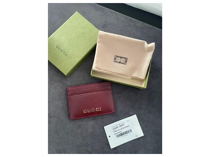 Gucci Tarjetero de piel grabada Rosso Ancora Roja - vista 2