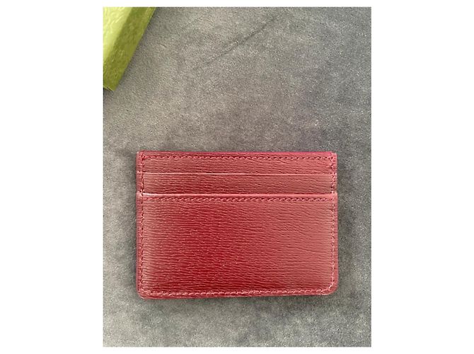 Gucci Tarjetero de piel grabada Rosso Ancora Roja - vista 5