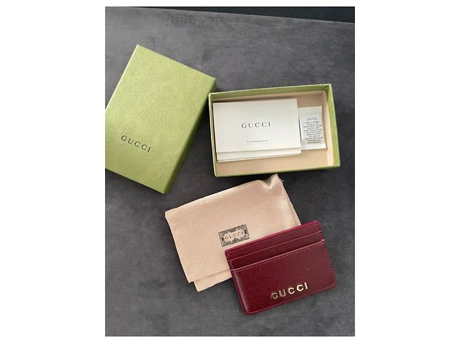 Gucci Tarjetero de piel grabada Rosso Ancora Roja - vista 6
