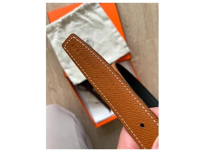 Hermès Gamma Wendegürtel 24mm Braun Schwarz - Ansicht 9