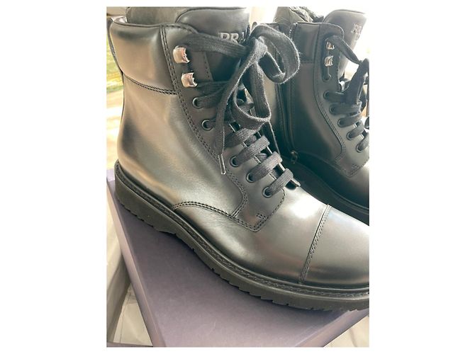 Prada Desert Boots Brushed Leather Ankle Boots - Size 43.5 Black - view 11