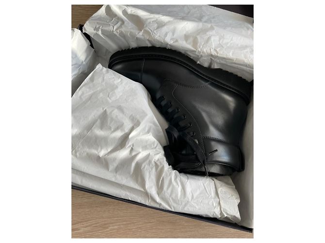 Prada Desert Boots Brushed Leather Ankle Boots - Size 43.5 Black - view 12