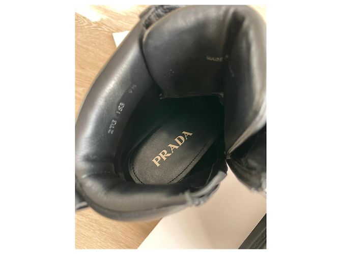 Prada Desert Boots Brushed Leather Ankle Boots - Size 43.5 Black - view 7