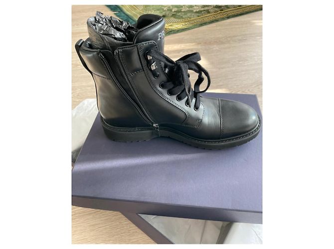 Prada Desert Boots Brushed Leather Ankle Boots - Size 43.5 Black - view 9