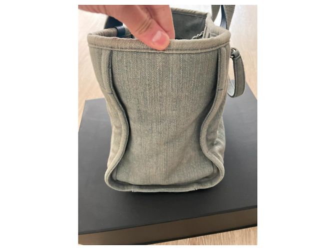 Borsa Chanel Deauville 29 Shopper in Denim Blu - vista 13