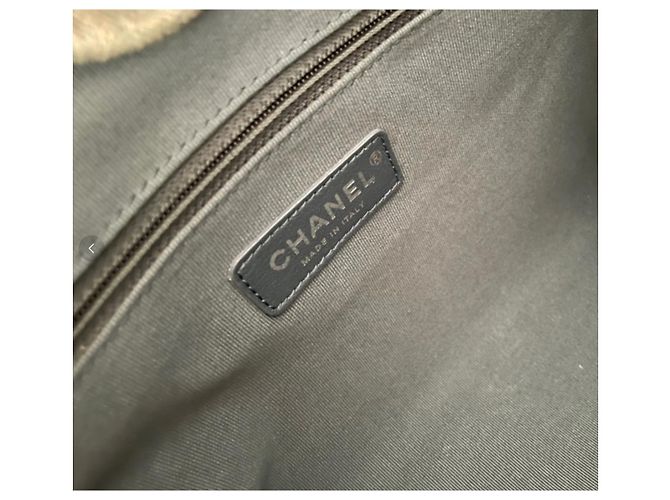 Borsa Chanel Deauville 29 Shopper in Denim Blu - vista 3