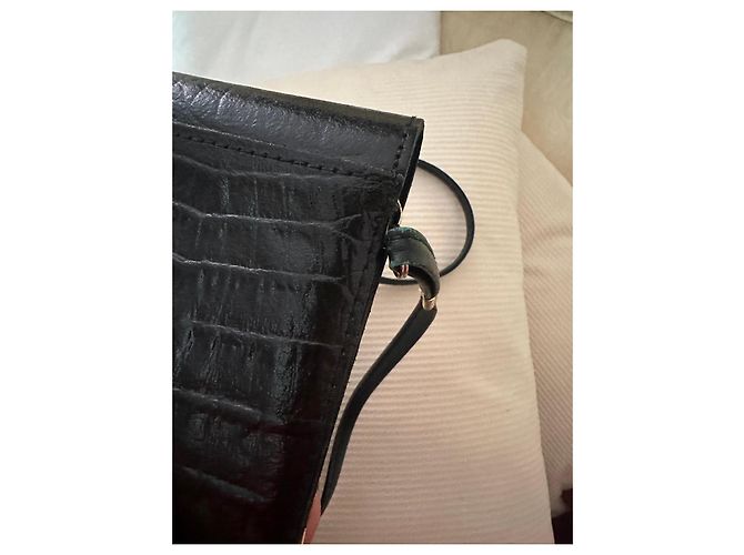 Borsa a pochette Delvaux in pelle nera effetto coccodrillo Nero - vista 10