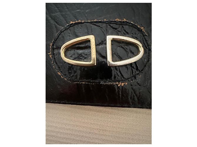 Borsa a pochette Delvaux in pelle nera effetto coccodrillo Nero - vista 2
