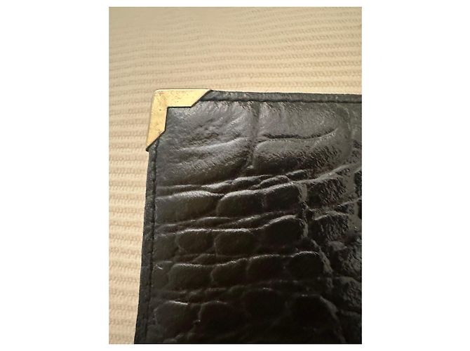 Borsa a pochette Delvaux in pelle nera effetto coccodrillo Nero - vista 5