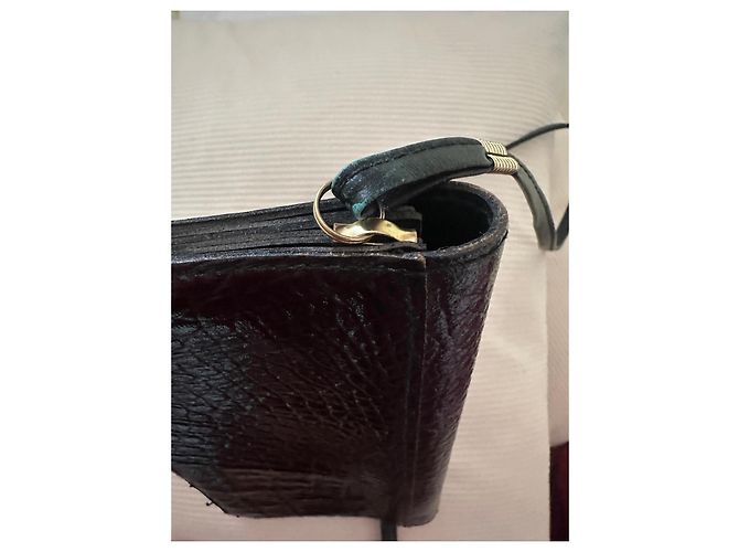 Borsa a pochette Delvaux in pelle nera effetto coccodrillo Nero - vista 6