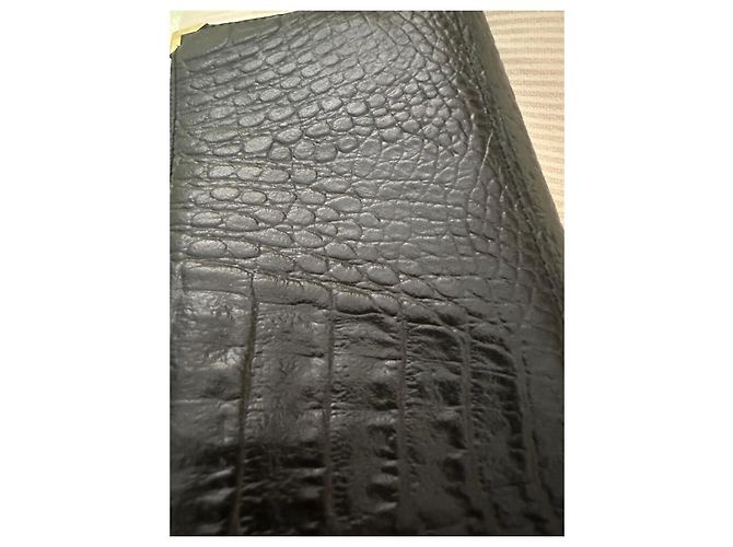 Borsa a pochette Delvaux in pelle nera effetto coccodrillo Nero - vista 8