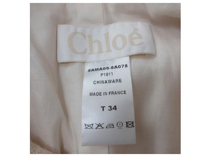 Chloé Abrigo de mezcla de seda y lana Chloe Beige Crudo - vista 13