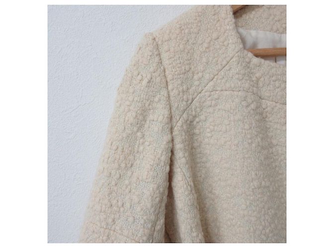 Chloé Abrigo de mezcla de seda y lana Chloe Beige Crudo - vista 9