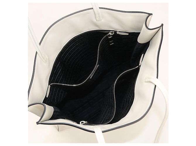 Borsa Tote in pelle bianca Prada Bianco - vista 3