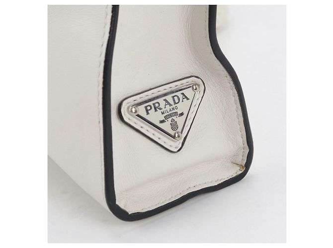 Borsa Tote in pelle bianca Prada Bianco - vista 4