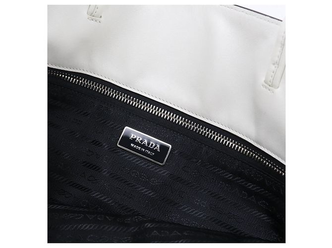 Borsa Tote in pelle bianca Prada Bianco - vista 6