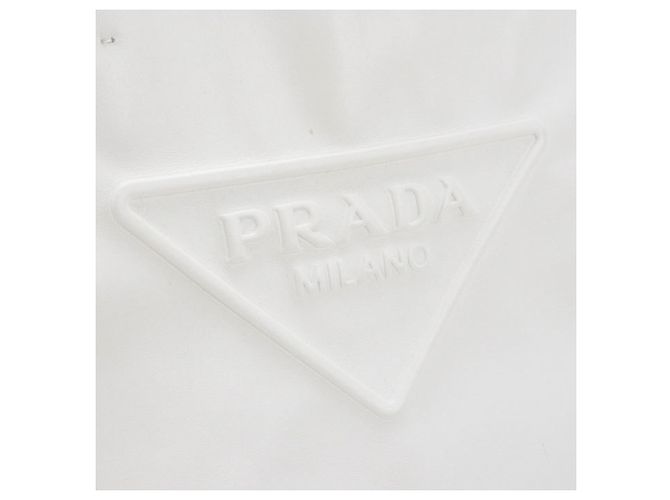 Borsa Tote in pelle bianca Prada Bianco - vista 7