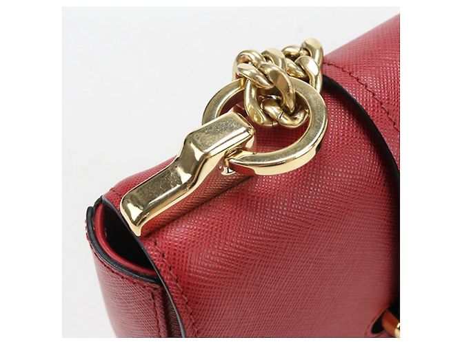 Borsa a tracolla in pelle Saffiano Prada Rosso - vista 5