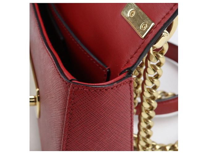 Borsa a tracolla in pelle Saffiano Prada Rosso - vista 6