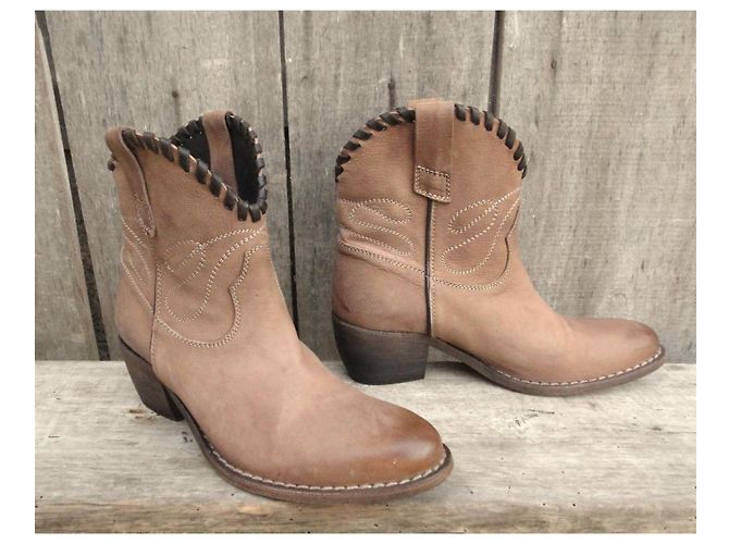Autre Marque Via Roma 15 Botines Western de Piel Castaño Beige - vista 2