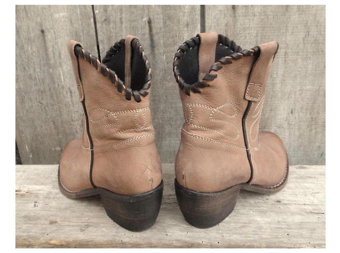 Autre Marque Via Roma 15 Botines Western de Piel Castaño Beige - vista 4