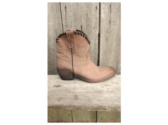 Autre Marque Via Roma 15 Botines Western de Piel Castaño Beige - vista 7