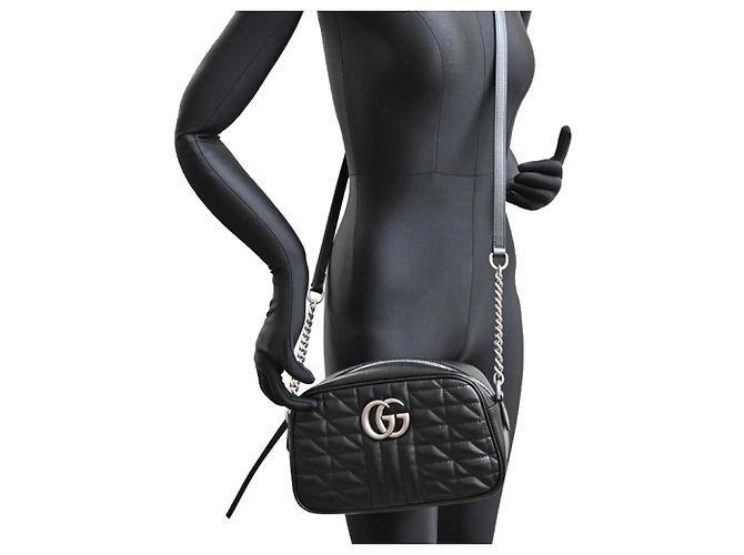 Borsa a tracolla Gucci GG Marmont da donna Nero - vista 9
