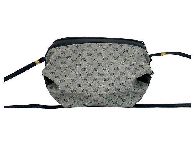 Gucci Vintage Micro GG Logo Leder Mini Schultertasche Marineblau - Ansicht 3