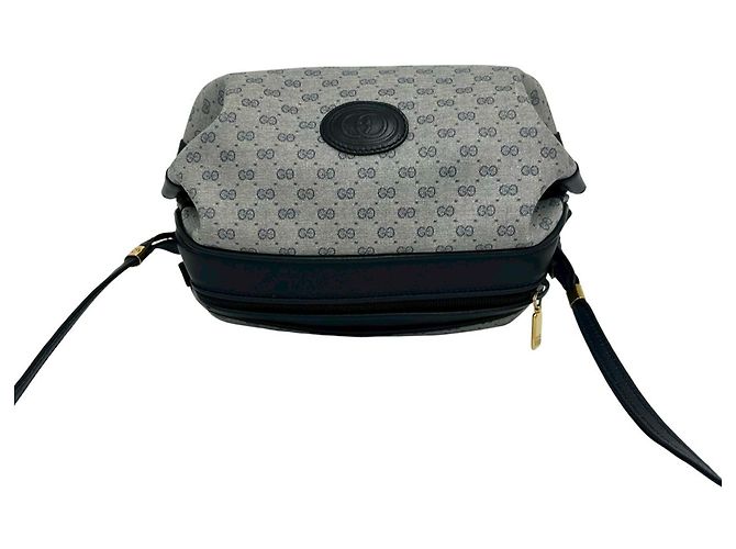 Gucci Vintage Micro GG Logo Leder Mini Schultertasche Marineblau - Ansicht 4