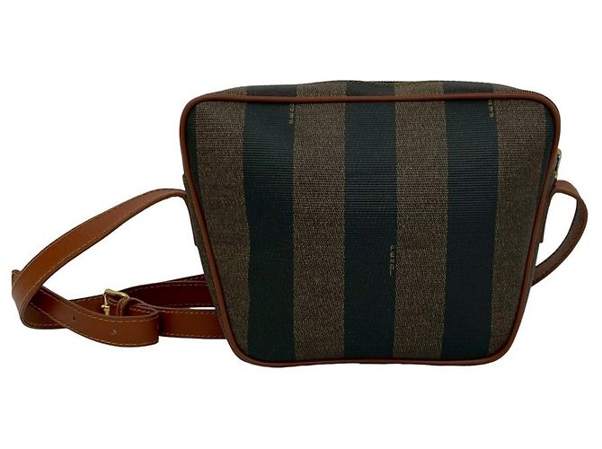 Fendi Schultertasche aus Leder mit Pequin FF Logo Muster Braun Schwarz Khaki - Ansicht 3