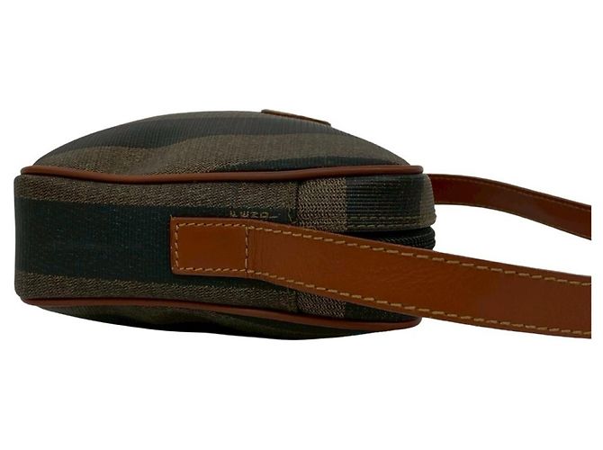Fendi Schultertasche aus Leder mit Pequin FF Logo Muster Braun Schwarz Khaki - Ansicht 6